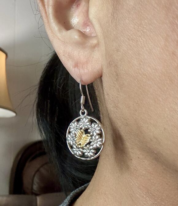 Amazon.com: Iaceble Boho Crystal Butterfly Earrings Gold Cz  Vintage Sterling Silver Two Tone Butterfly Flower 1.5” Dangle Drop Boho Earrings